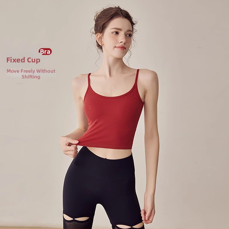 Jóga top športová podprsenka – Push-Up, proti otrosom, Nylon 95% / Spandex 5%, 3/4 pohár, Stredná forma, Pevné dvojité ramienka