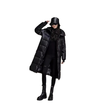 Bunda s bielym husím perím, 86–90% obsah peria, ultra hrubá, nylonová vonkajšia látka, kapucňa