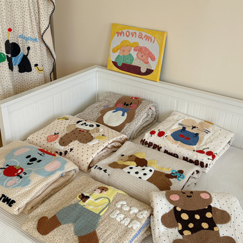 Korejos stiliaus medvilninė antklodė, dviejų sluoksnių siūlai, minkštas medvilnės sametas, siuvinėtas animacinis motyvas, 500–800 g, rudens ir žiemos sezonui