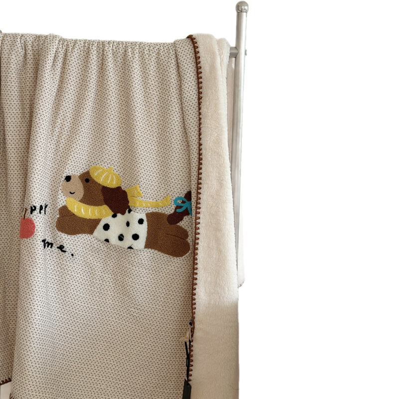 Korejos stiliaus medvilninė antklodė, dviejų sluoksnių siūlai, minkštas medvilnės sametas, siuvinėtas animacinis motyvas, 500–800 g, rudens ir žiemos sezonui