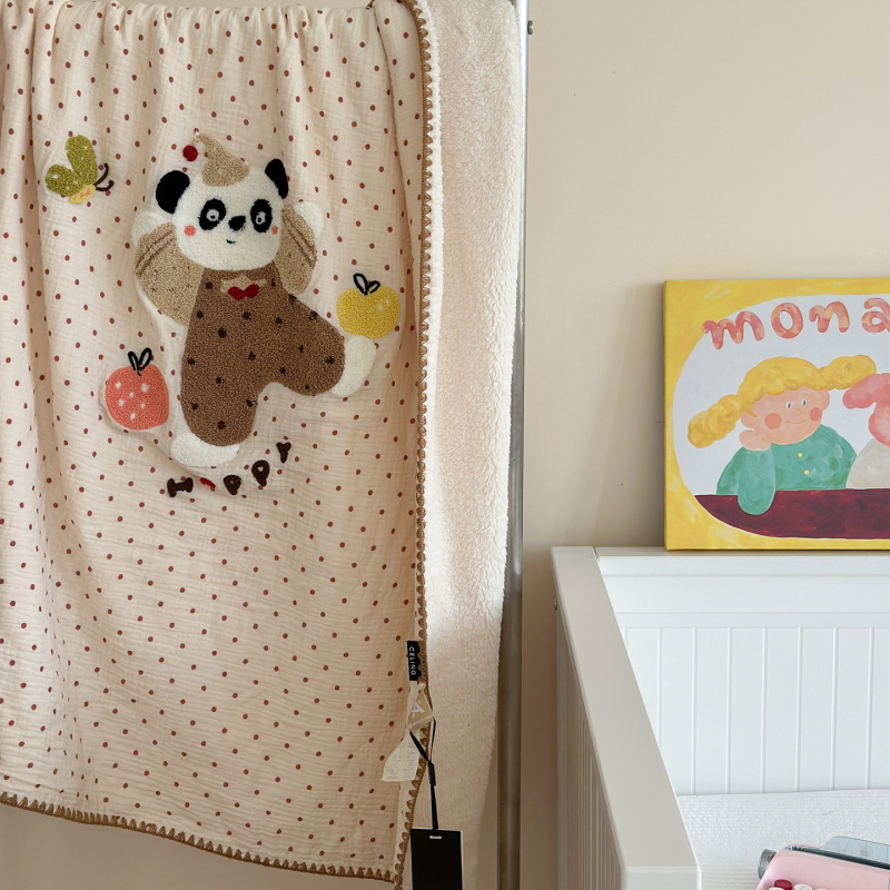 Korejos stiliaus medvilninė antklodė, dviejų sluoksnių siūlai, minkštas medvilnės sametas, siuvinėtas animacinis motyvas, 500–800 g, rudens ir žiemos sezonui