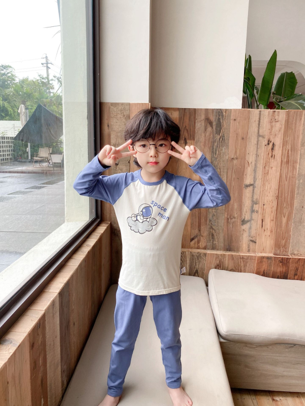 Dječji unisex pidžama set: pulover s dugim rukavima, okrugli izrez, 95% pamuk 5% elastan, Lycra