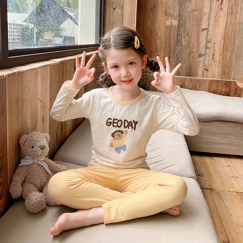 Dječji unisex pidžama set: pulover s dugim rukavima, okrugli izrez, 95% pamuk 5% elastan, Lycra