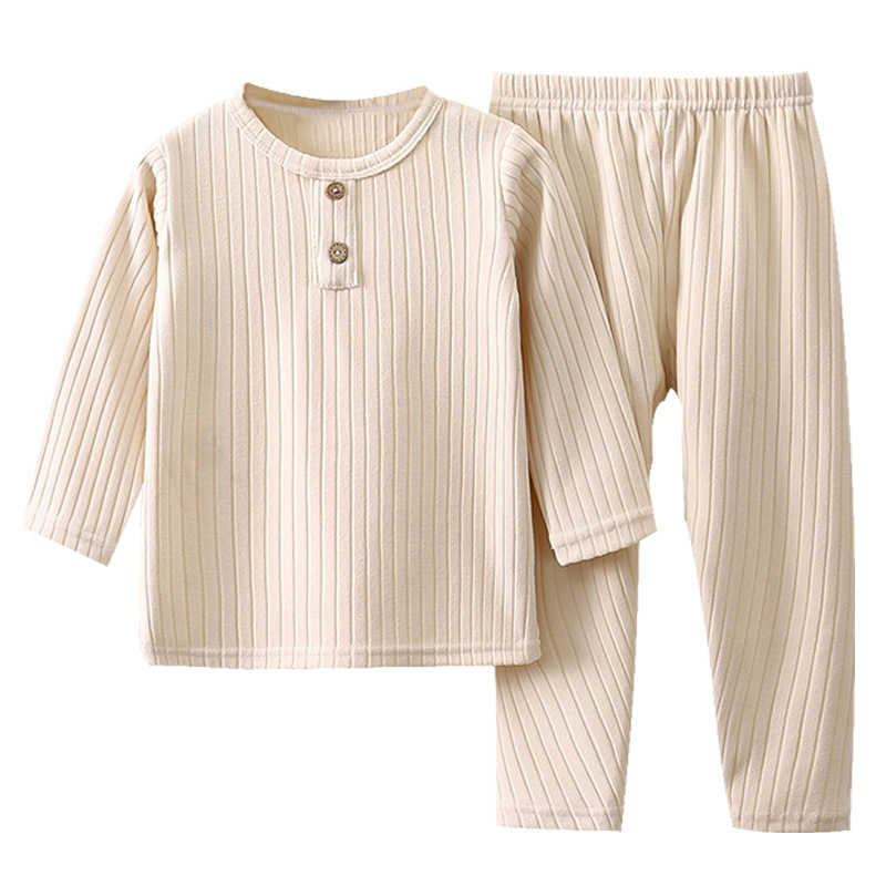 Set termic pentru copii, tricou cu guler rotund și pantaloni, 95% poliester, textură moale, pentru vârste 3–8 ani, primăvară‑toamnă‑iarna