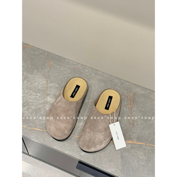 Γυναικείες slip-on παντόφλες Han dange, χωρίς λουριά, πάνω μέρος από nubuk δέρμα αγελάδας, εσωτερικό από imitation leather, αντιολισθητική σόλα από καουτσούκ, κλίση φτέρνας, πάχος σόλας 3–5 cm