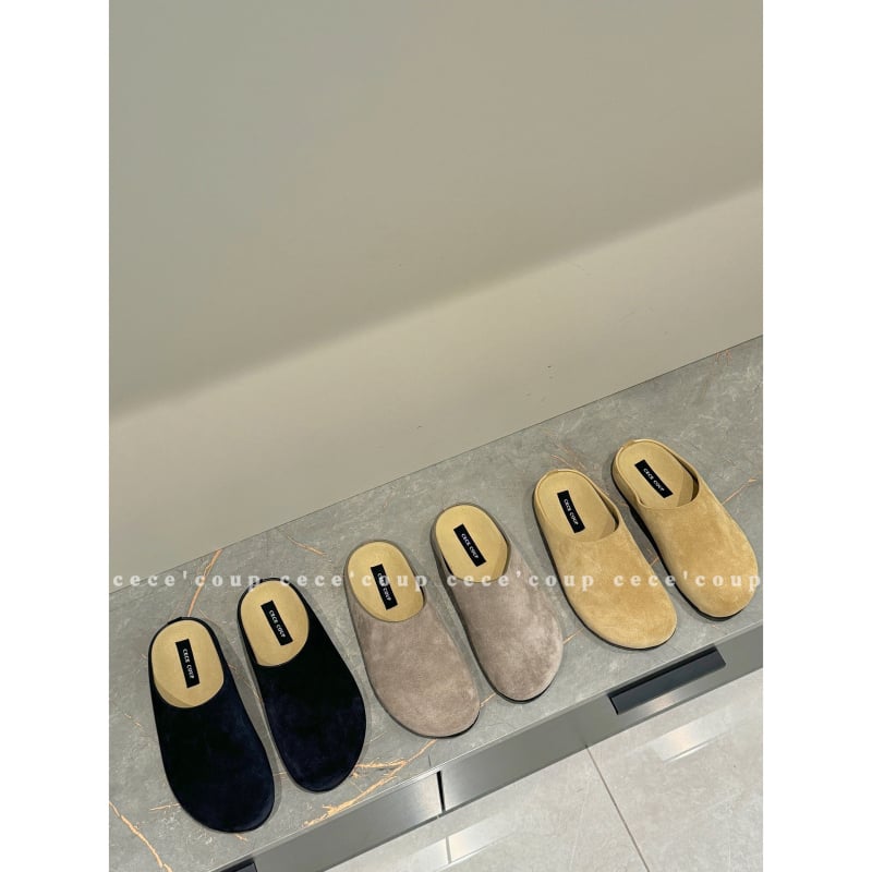 Γυναικείες slip-on παντόφλες Han dange, χωρίς λουριά, πάνω μέρος από nubuk δέρμα αγελάδας, εσωτερικό από imitation leather, αντιολισθητική σόλα από καουτσούκ, κλίση φτέρνας, πάχος σόλας 3–5 cm