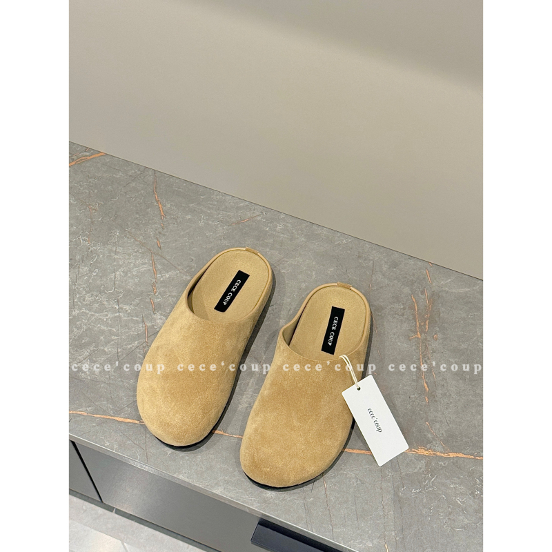 Γυναικείες slip-on παντόφλες Han dange, χωρίς λουριά, πάνω μέρος από nubuk δέρμα αγελάδας, εσωτερικό από imitation leather, αντιολισθητική σόλα από καουτσούκ, κλίση φτέρνας, πάχος σόλας 3–5 cm