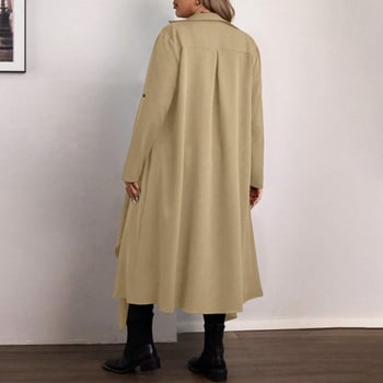 Женски полиестерен ветровкардиган с асиметричен дизайн, джобове с клапи, шалкова яка, едно копче