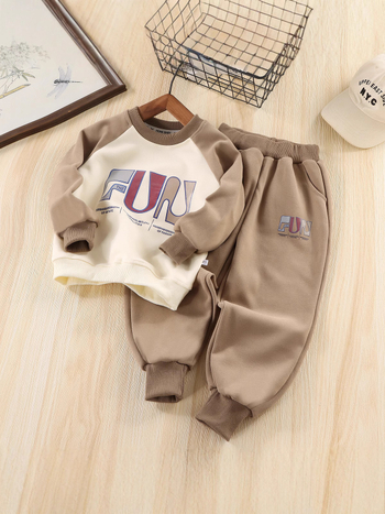 Set de două piese pentru copii: hanorac-pulover și pantaloni, stil coreean, bumbac cu prelucrare moale, primăvară–toamnă, unisex