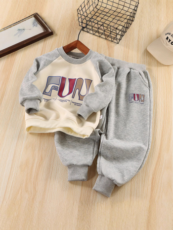 Set de două piese pentru copii: hanorac-pulover și pantaloni, stil coreean, bumbac cu prelucrare moale, primăvară–toamnă, unisex