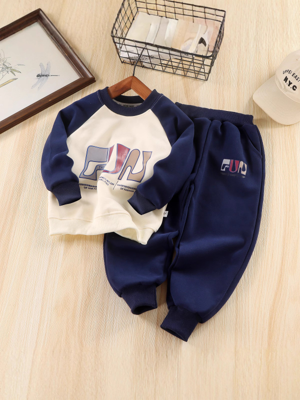 Set de două piese pentru copii: hanorac-pulover și pantaloni, stil coreean, bumbac cu prelucrare moale, primăvară–toamnă, unisex