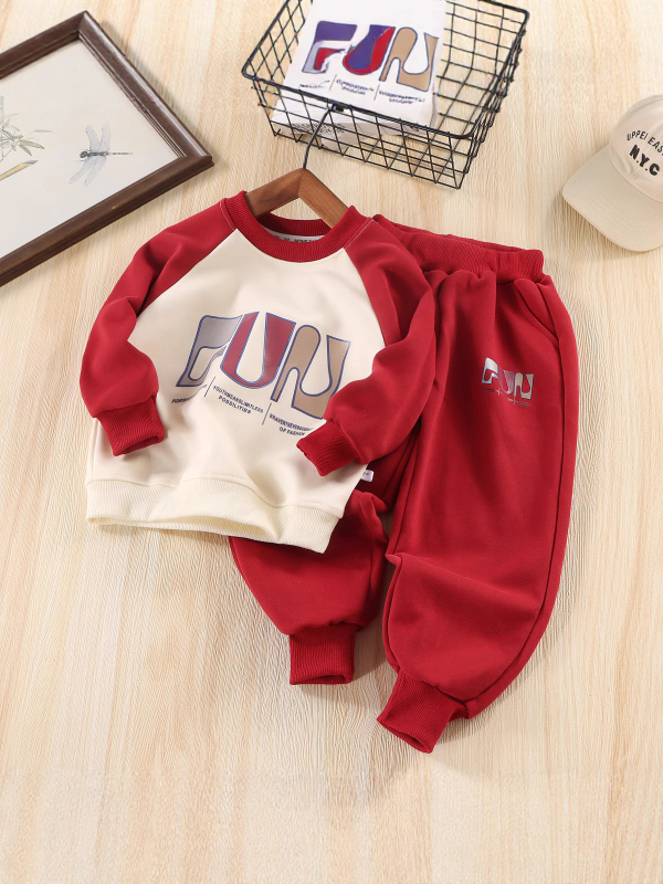 Set de două piese pentru copii: hanorac-pulover și pantaloni, stil coreean, bumbac cu prelucrare moale, primăvară–toamnă, unisex