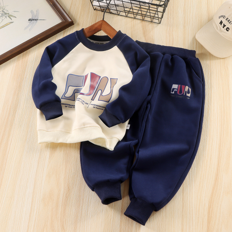 Set de două piese pentru copii: hanorac-pulover și pantaloni, stil coreean, bumbac cu prelucrare moale, primăvară–toamnă, unisex