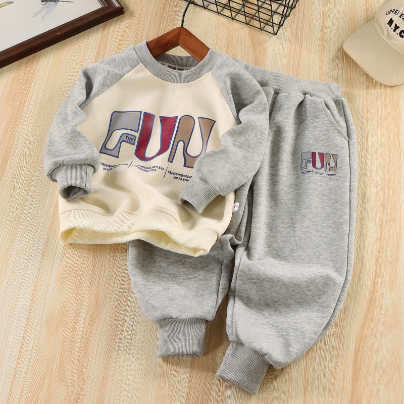 Set de două piese pentru copii: hanorac-pulover și pantaloni, stil coreean, bumbac cu prelucrare moale, primăvară–toamnă, unisex