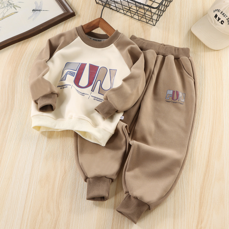 Set de două piese pentru copii: hanorac-pulover și pantaloni, stil coreean, bumbac cu prelucrare moale, primăvară–toamnă, unisex