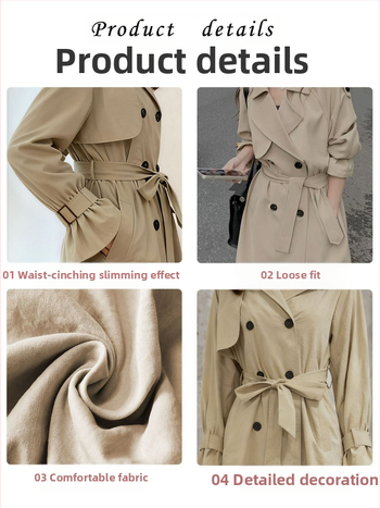 Sieviešu vējaizturīga jaka ar vidēju garumu, stāvošā apkakle, poliesteris, brīvs piegriezums, britu stils.