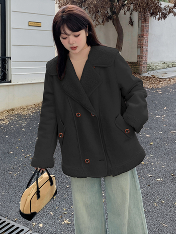 Sievietes ārējā jaka Deers Fiber Velvet, poliesteris 95%+, garas piedurknes, Sailor Collar, Thick