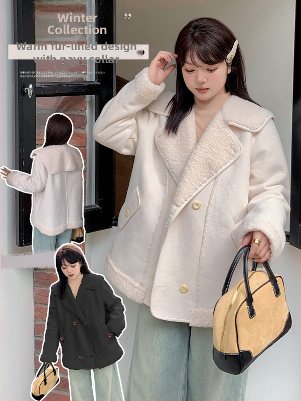 Sievietes ārējā jaka Deers Fiber Velvet, poliesteris 95%+, garas piedurknes, Sailor Collar, Thick