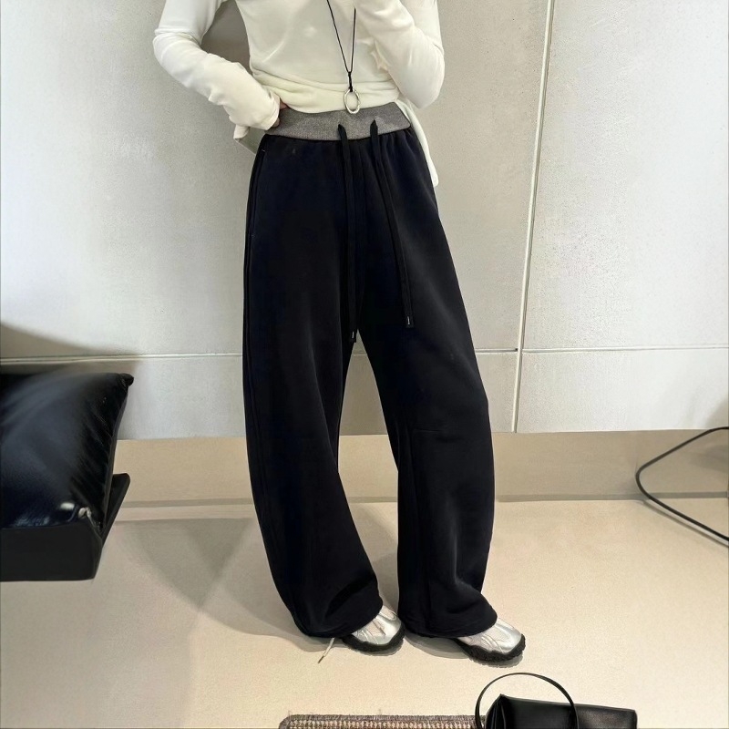 Pantaloni trening largi pentru femei, talie înaltă cu șnur reglabil, buzunare, stil urban, primăvara 2025