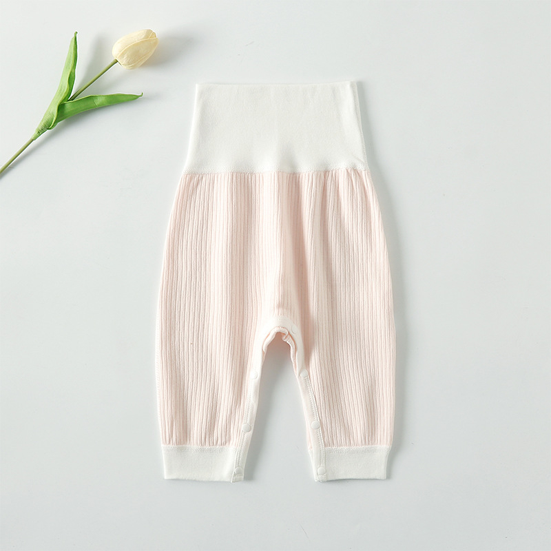Pantaloni din bumbac 100% pentru bebeluși și copii, talie înaltă, talie elastică, pentru nou-născuți (0–1 an), fără deschidere în zona cracului