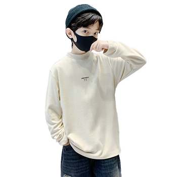 Vaikų bazinis marškinėliai su fliso pamušalu ir pusaukštu kaklu, ilgos rankovės, karikatūrų raštas, 95% poliesteris