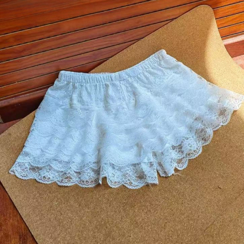 Ženske sigurnosne šorceve s čipkom u stilu cake skirta, ljeto, tanki materijal, zaštita od prozirivanja, za nošenje preko odjeće, ležernog kroja