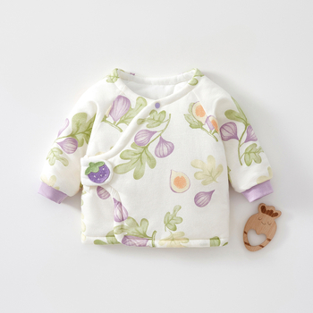 Naujagimio medvilninis žieminis viršus su 120 g užpildymu, unisex, be gobtuvo, apvalus kaklas, 100% medvilnė