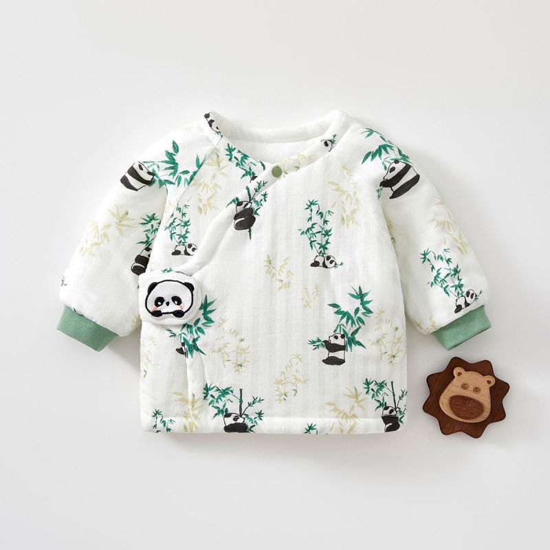 Naujagimio medvilninis žieminis viršus su 120 g užpildymu, unisex, be gobtuvo, apvalus kaklas, 100% medvilnė