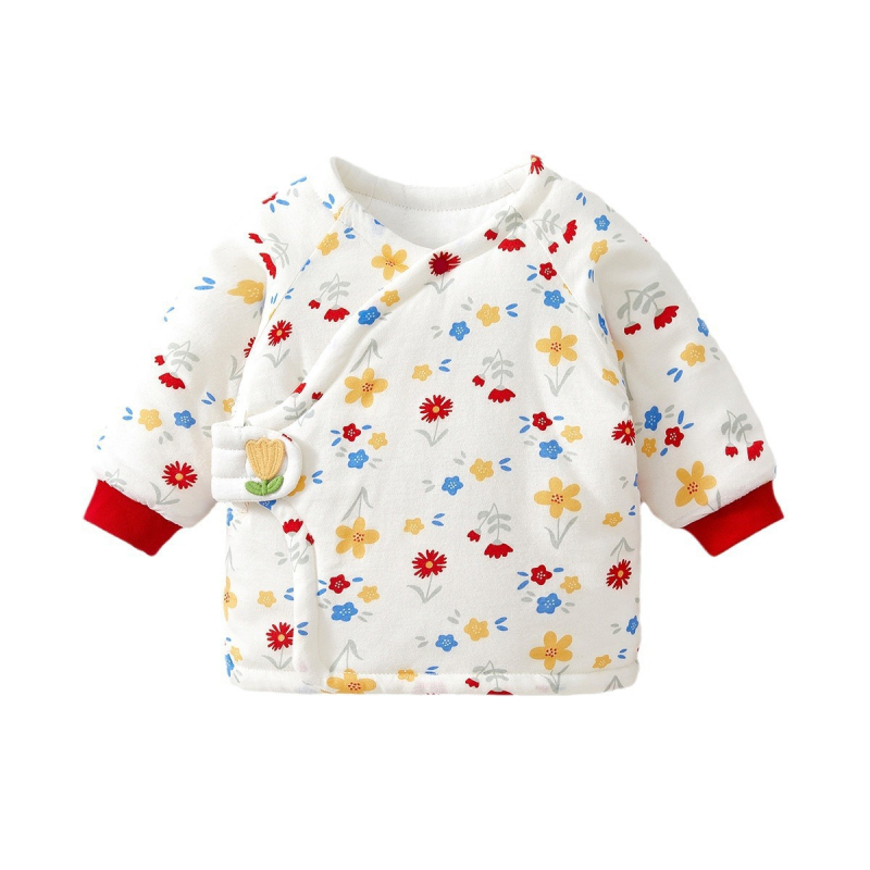 Naujagimio medvilninis žieminis viršus su 120 g užpildymu, unisex, be gobtuvo, apvalus kaklas, 100% medvilnė