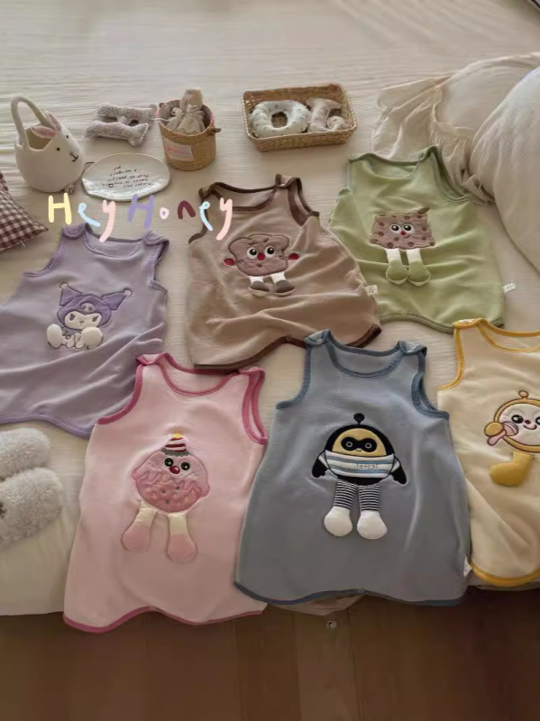 Sac de dormit pentru copii, fără mâneci, vestă pentru iarnă-toamnă, model desen animat, țesătură poliester, umplere 94% poliester și 6% spandex