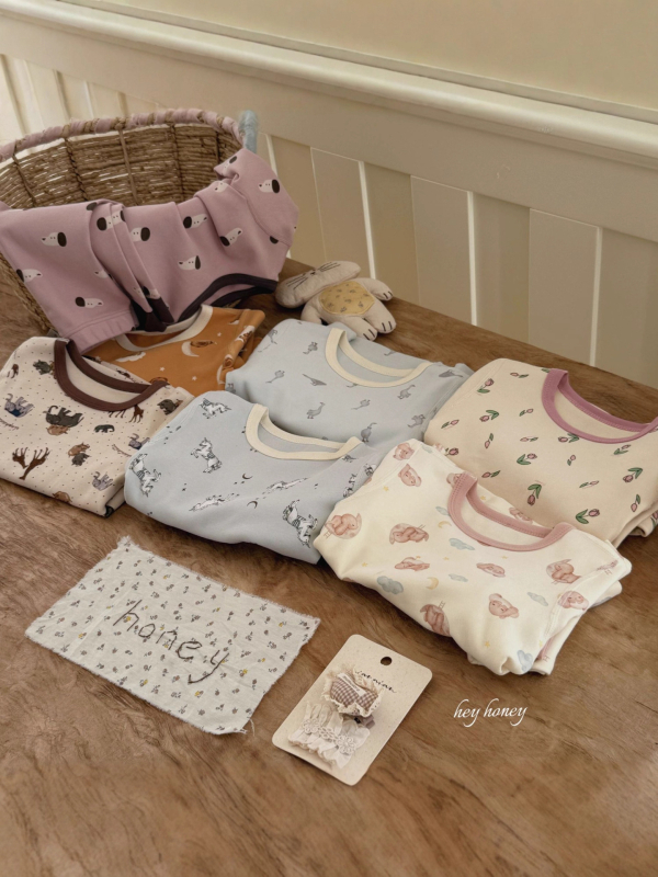 Set de pijamale pentru copii - unisex, 3-8 ani, 95% bumbac, imprimeu cu animale, menține căldura