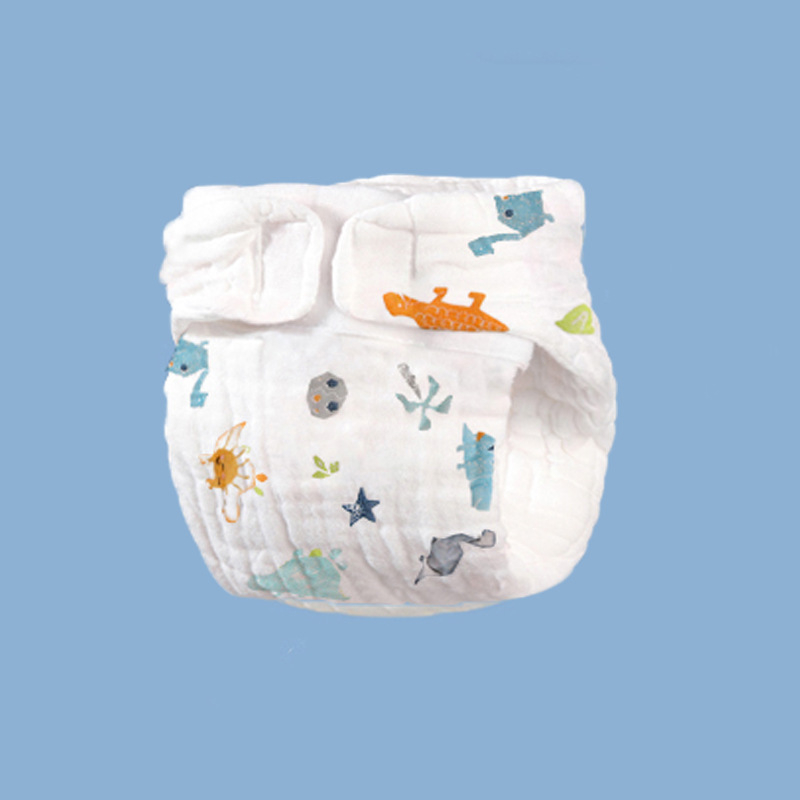 Beebi puuvillased gauze mähkmed püksid – ühekordsed, pestav, hingav treeningpüksid 0–12 kuud