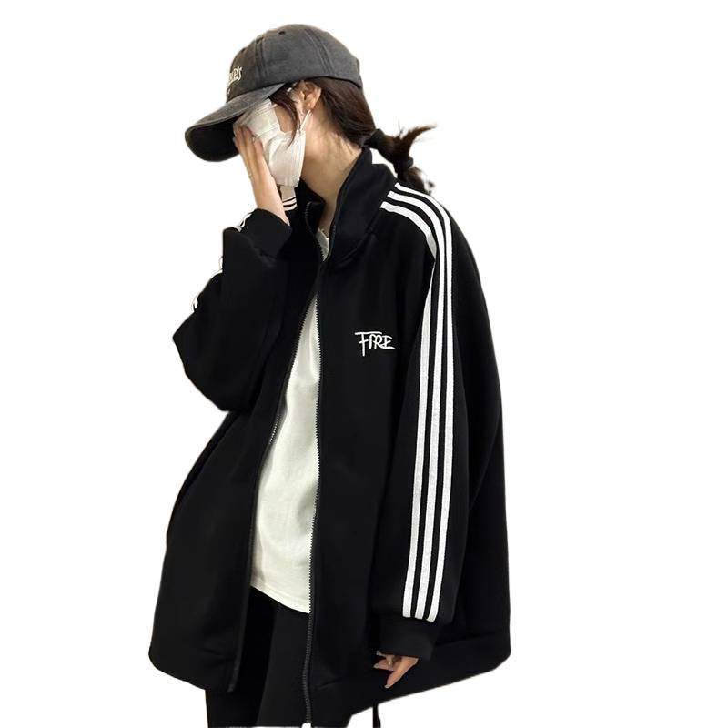 Női cipzáros kardigán magas álló gallérral, hosszú ujjak, laza szabás, pamut-poliészter keverék