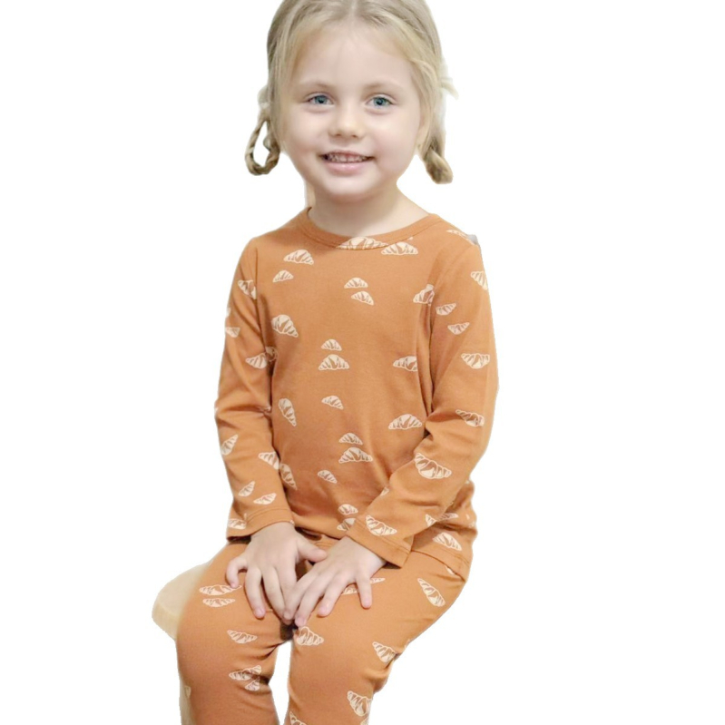 Dječji pamučni pidžama set s dugim rukavima, unisex, antibakterijski, 95% pamuk, uzorci crtani/ cvijeće, okrugli ovratnik