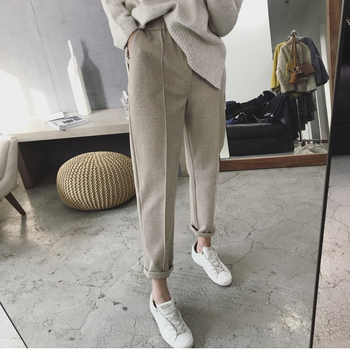 Ženske cropped hlače od vune, gradski ležerni stil, casual