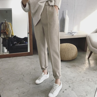 Ženske cropped hlače od vune, gradski ležerni stil, casual