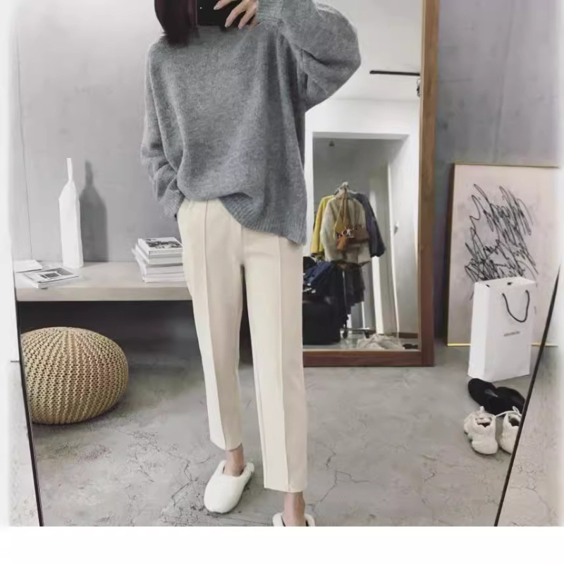 Ženske cropped hlače od vune, gradski ležerni stil, casual
