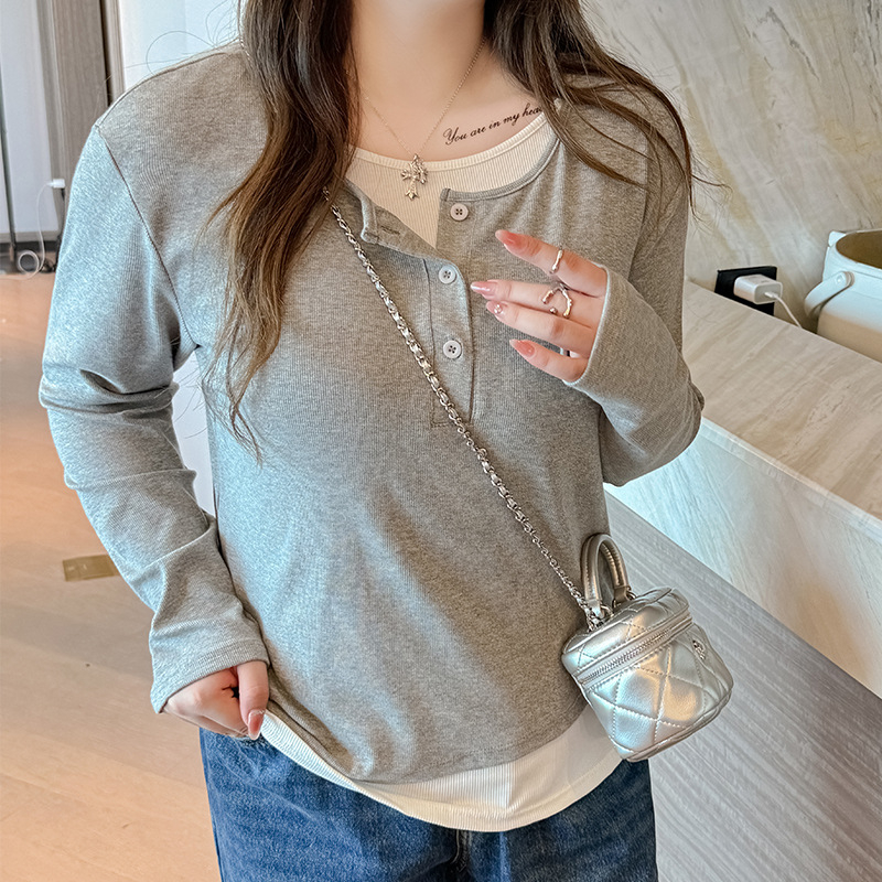 Japán-koreai laza stílusú hosszú ujjú felső, modal szál, viszkóz rost, kerek nyakú