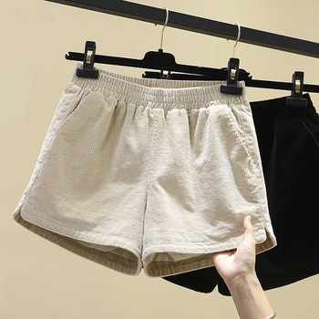 Ženske zimske šorce s flis podstavom, visokim pojasom, elastičan pojas, široka silueta, casual stil, plus size, 2025 novi model