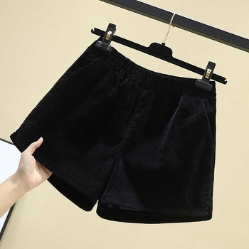 Ženske zimske šorce s flis podstavom, visokim pojasom, elastičan pojas, široka silueta, casual stil, plus size, 2025 novi model