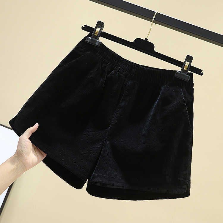 Ženske zimske šorce s flis podstavom, visokim pojasom, elastičan pojas, široka silueta, casual stil, plus size, 2025 novi model