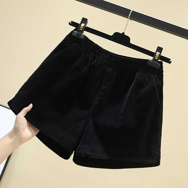 Ženske zimske šorce s flis podstavom, visokim pojasom, elastičan pojas, široka silueta, casual stil, plus size, 2025 novi model