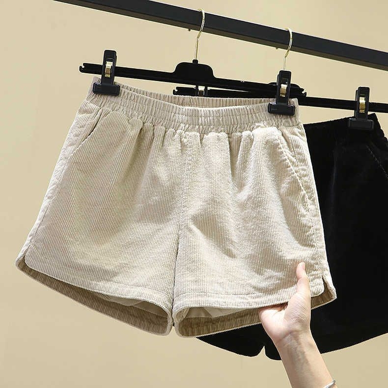 Ženske zimske šorce s flis podstavom, visokim pojasom, elastičan pojas, široka silueta, casual stil, plus size, 2025 novi model