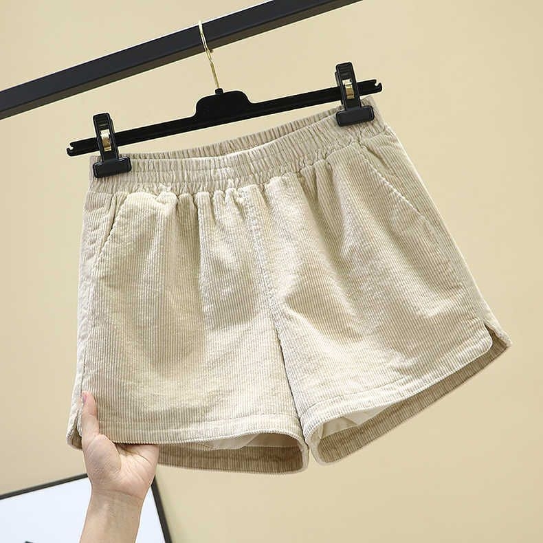 Ženske zimske šorce s flis podstavom, visokim pojasom, elastičan pojas, široka silueta, casual stil, plus size, 2025 novi model
