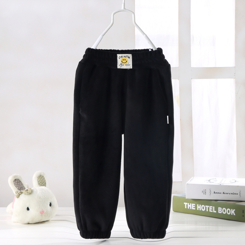 Pantaloni pentru copii Chenille, stil coreean, talie medie, 95% poliester, finisaj moale