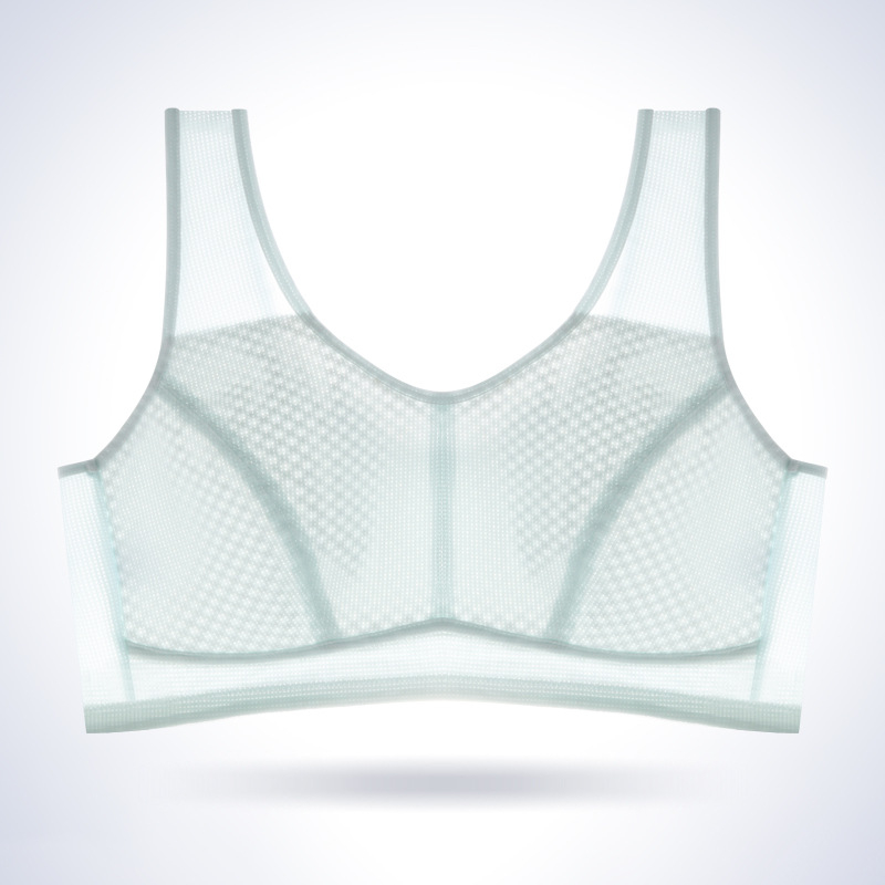 Sutien pentru fete, stil vestă, din nylon cu căptușeală de bumbac, cupe pline cu formă ultra-subțire din mătase-cotton, fără sârmă, bretele fixe duble