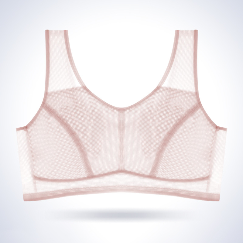 Sutien pentru fete, stil vestă, din nylon cu căptușeală de bumbac, cupe pline cu formă ultra-subțire din mătase-cotton, fără sârmă, bretele fixe duble