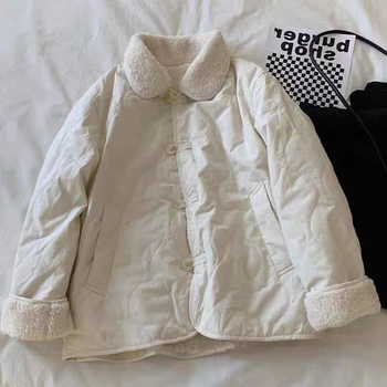 Geacă căptușită din bumbac reversibilă cu guler polo, mâneci lungi, glugă, lungime ultra-scurtă