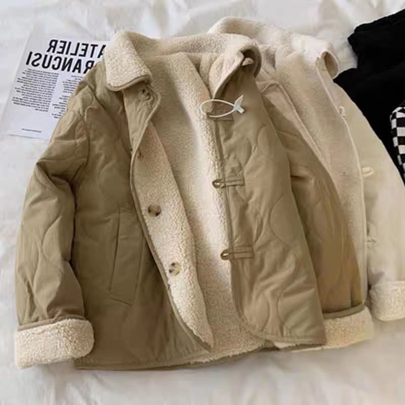 Geacă căptușită din bumbac reversibilă cu guler polo, mâneci lungi, glugă, lungime ultra-scurtă