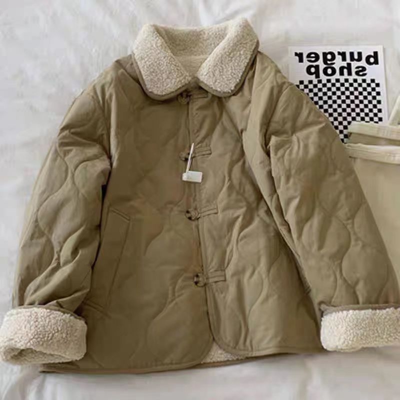 Geacă căptușită din bumbac reversibilă cu guler polo, mâneci lungi, glugă, lungime ultra-scurtă